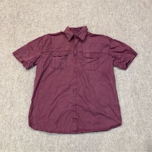 Marine Bay Short Sleeve Button Shirt With Two Chest Pockets Men Size Large Red